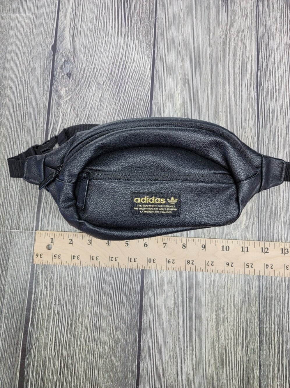 Adidas Originals Faux Leather Waist Pack Fanny Pack Black Gold Festival Unisex - Picture 15 of 16